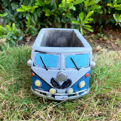 Blue Cement Campervan Planter 21cm